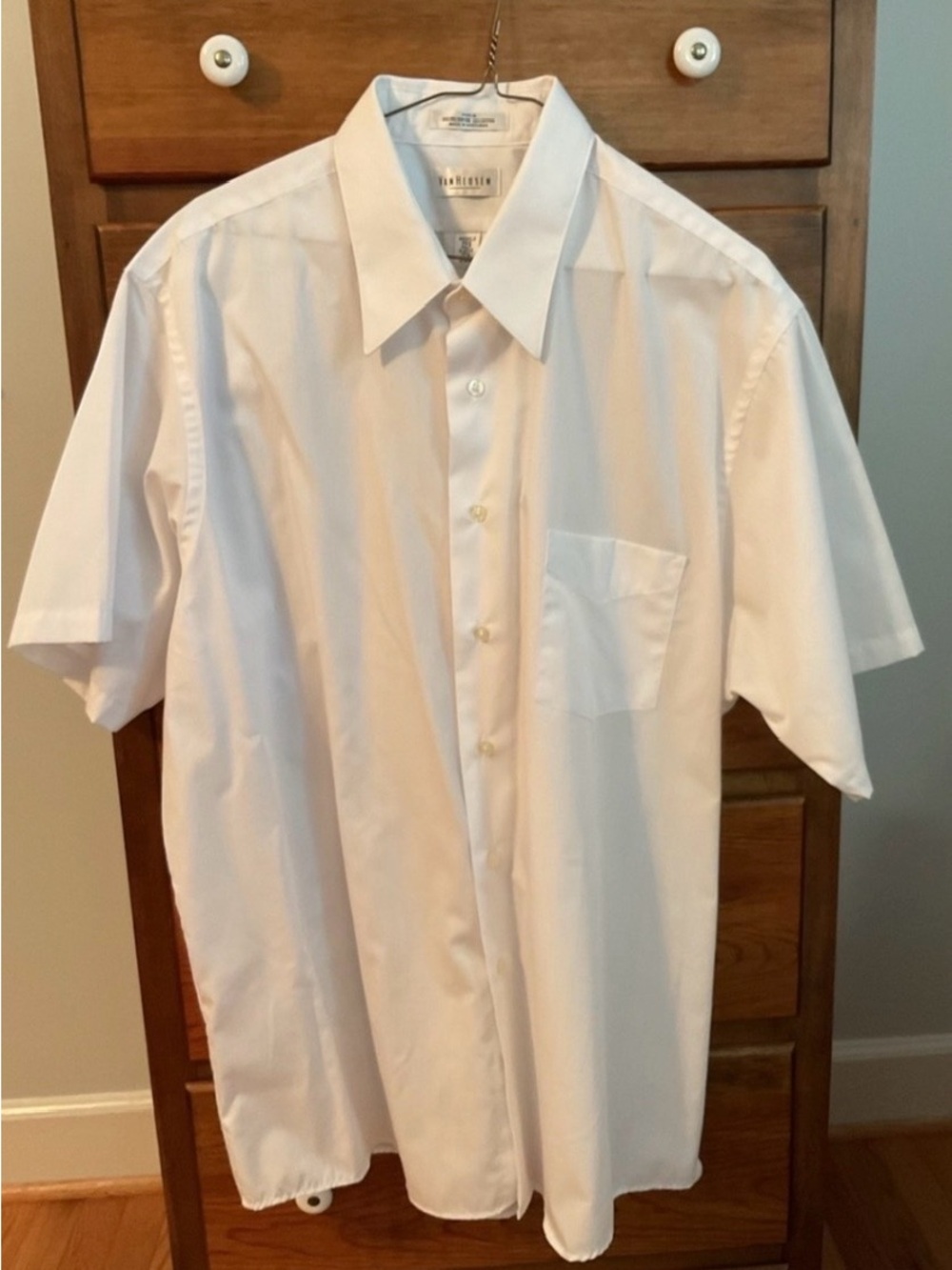 Van Heusen White Short-Sleeve Dress Shirt